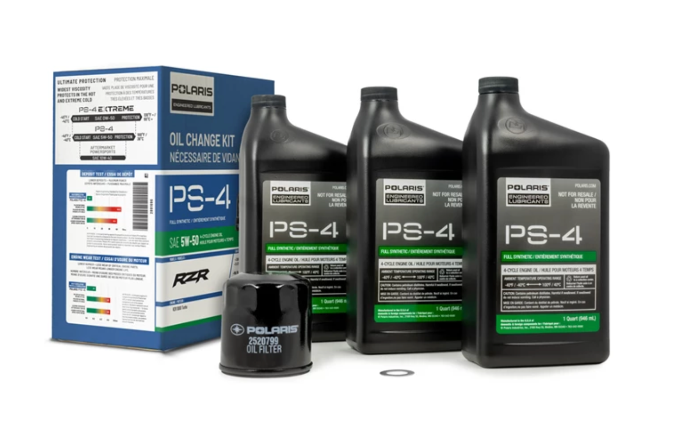 Polaris - Full Synthetic Oil Change Kit, 2881696, 3 Quarts of PS-4 Engine Oil and 1 Oil Filter