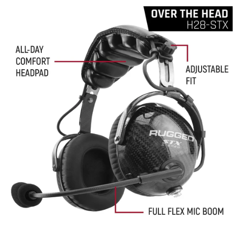 AlphaBass Carbon Fiber Stereo Headset with Bass Boost and Volume Control (OTH and BTH)